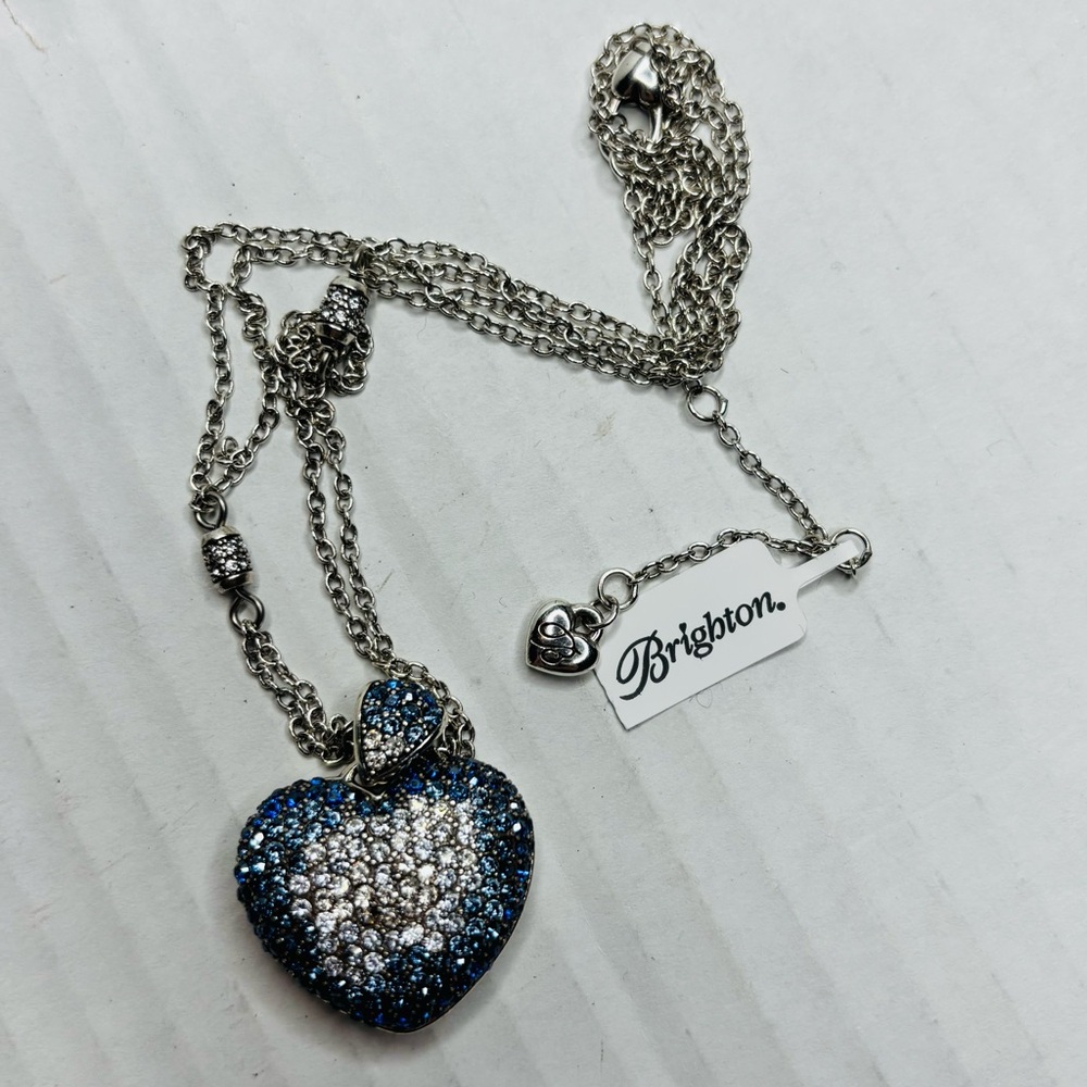 New BRIGHTON Love Is All You Need Blue Ombré Crystal Heart Necklace - Picture 3 of 5